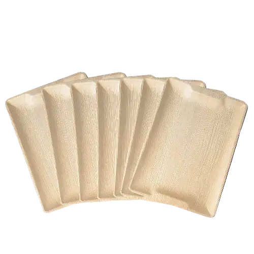 Large Rectangle Palm Leaf Disposable Wooden Platter - 14" x 10" - Eco Leaf Products