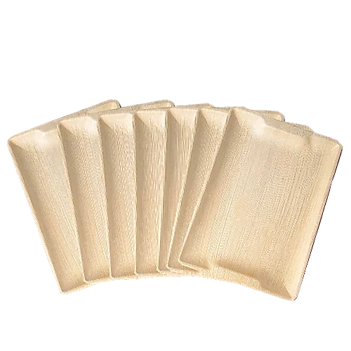 Large Rectangle Palm Leaf Disposable Wooden Platter -  14" x 10" - Eco Leaf Products