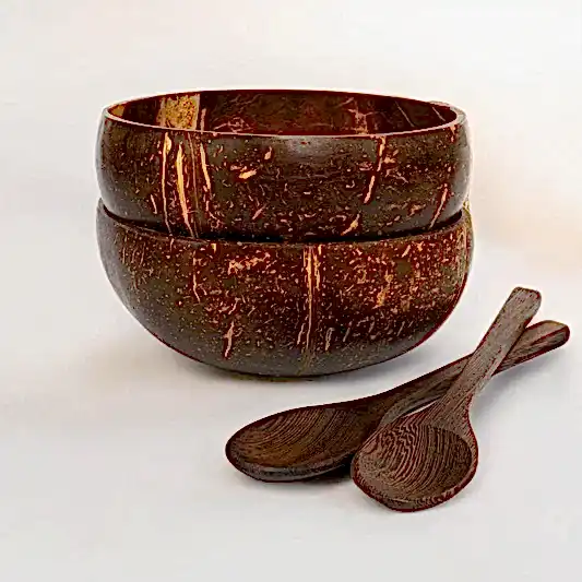 Jumbo Polished Coconut Bowls & Spoons - Reusable - Eco Leaf Products