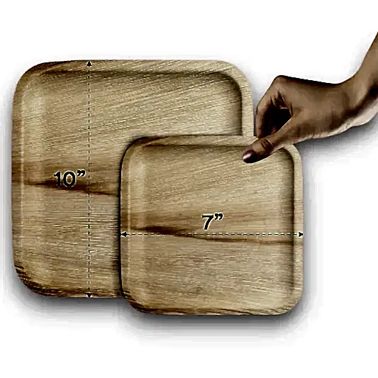 Combo Set 10" (25cm) + 7" (18cm) Square Bamboo Plates - Eco Leaf Products