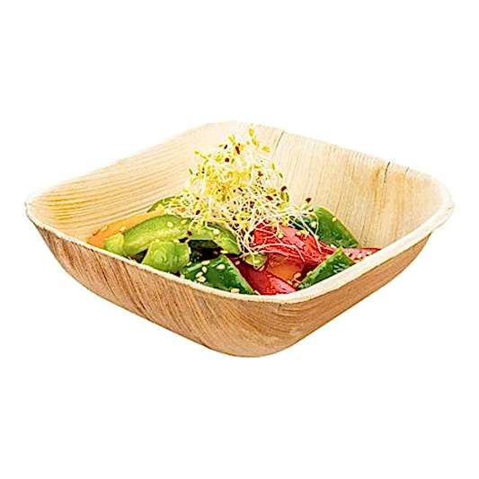 5" (12cm) Square Disposable Palm Leaf Dessert Bowls - Eco Leaf Products
