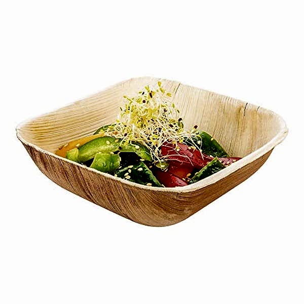 5" (12cm) Square Disposable Palm Leaf Dessert Bowls - Eco Leaf Products