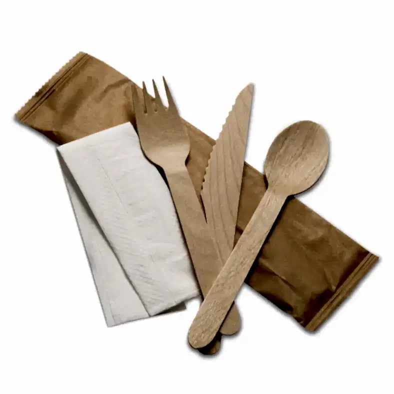 4 in 1 Wooden Disposable Cutlery Pack - Eco Leaf Products