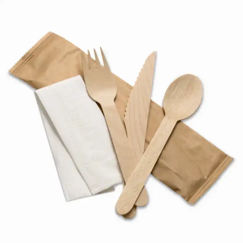 4 in 1 Wooden Disposable Cutlery Pack - Eco Leaf Products