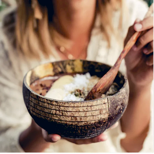 Jumbo Patterned Coconut Bowls & Spoons - Reusable - Eco Leaf Products