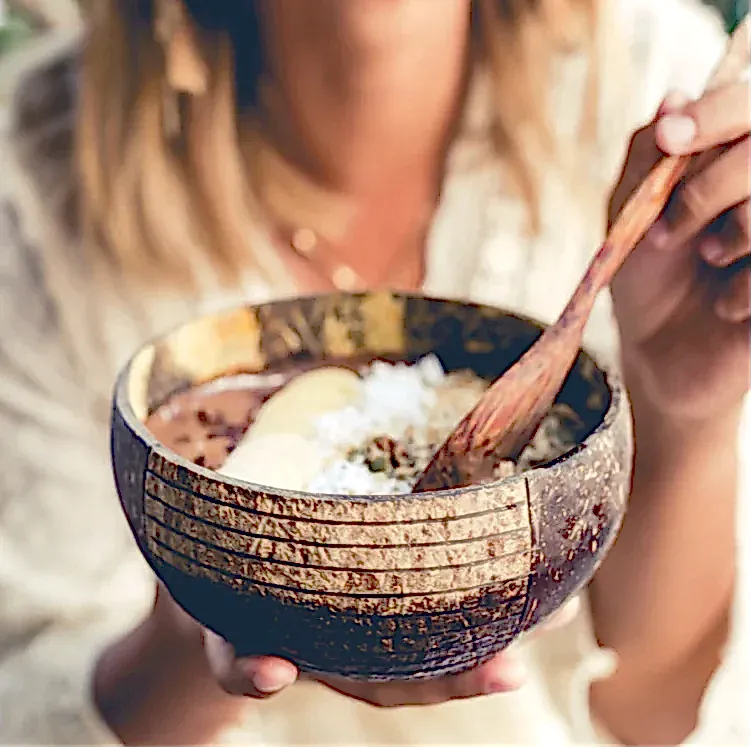 Jumbo Patterned Coconut Bowls & Spoons - Reusable - Eco Leaf Products