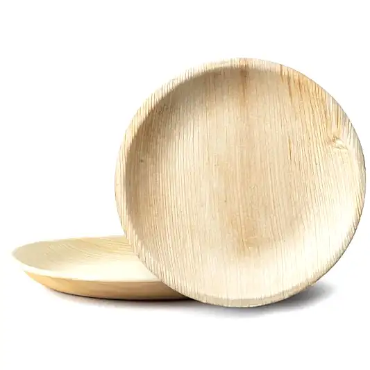 9" (23 cm) Shallow Round Palm Leaf Disposable Party Plates - Eco Leaf Products