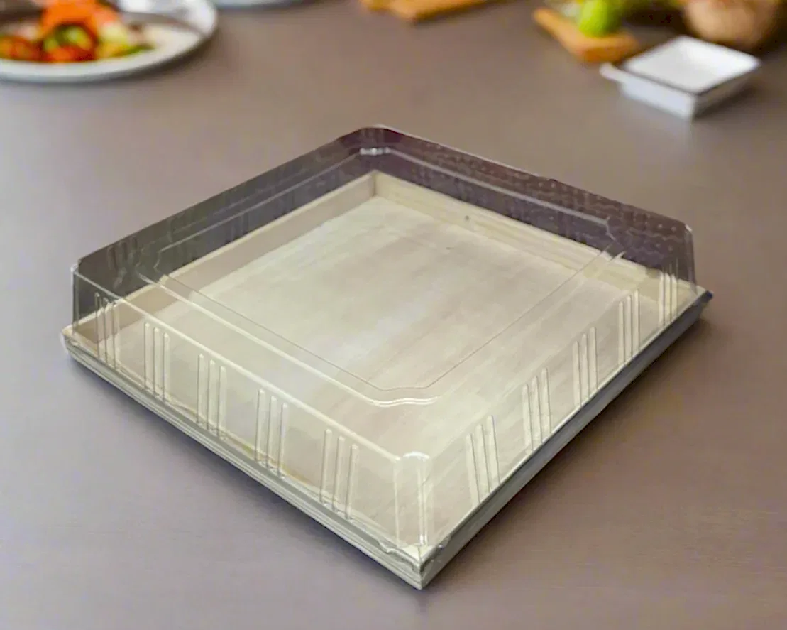 18" x 18" Solid Reusable Wooden Tray With Lids - Eco Leaf Products