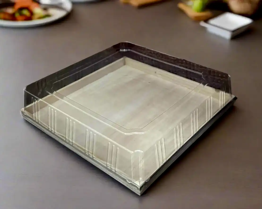 18" x 18" Solid Reusable Wooden Tray With Lids - Eco Leaf Products