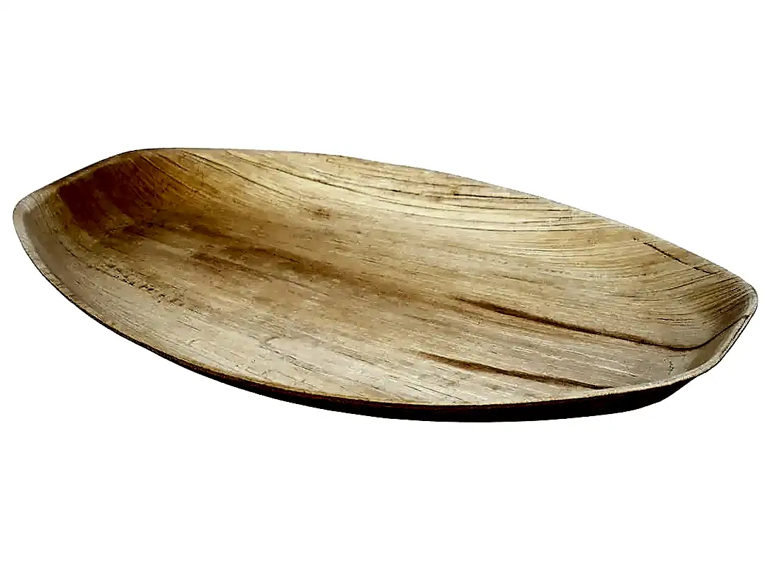 11" x 7" Medium Oval Disposable Bamboo Serving Tray - Eco Leaf Products