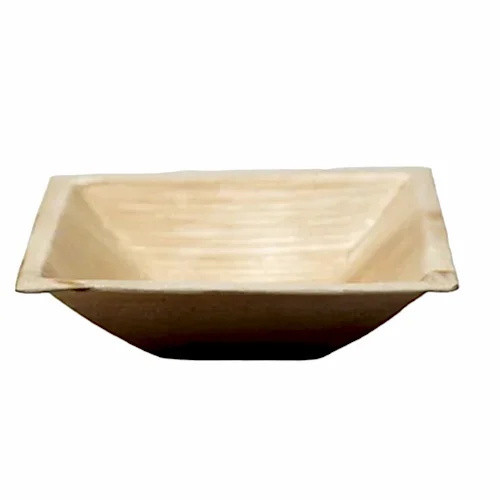 6" (16cm) Square Pyramid Palm Leaf Disposable Bowls - Eco Leaf Products