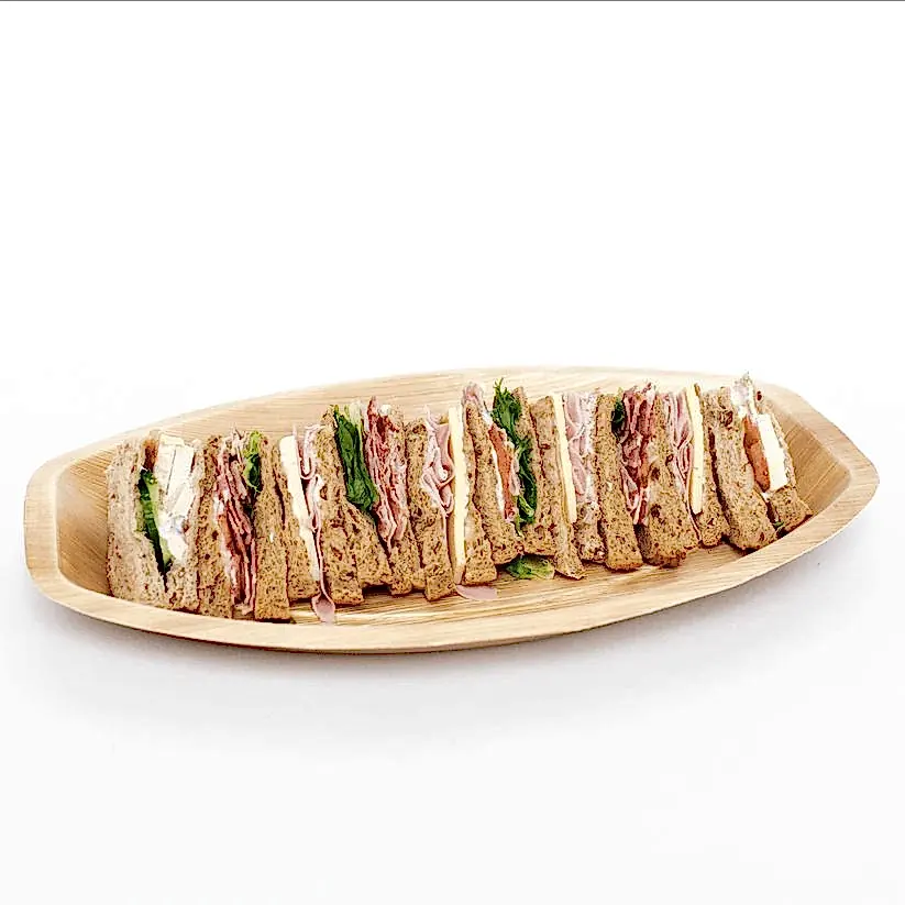 11" x 7" Medium Oval Disposable Bamboo Serving Tray - Eco Leaf Products