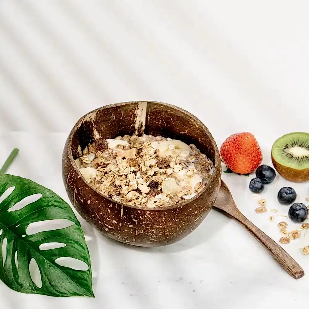 Jumbo Half Polished Natural Coconut Bowls 500ml - Eco Leaf Products