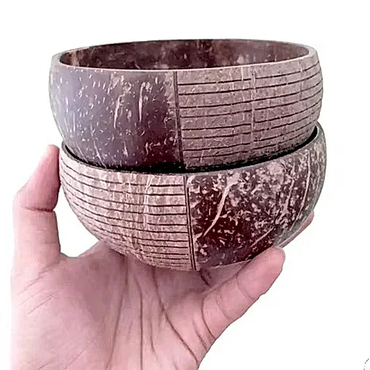 Jumbo Half Polished Natural Coconut Bowls 500ml - Eco Leaf Products