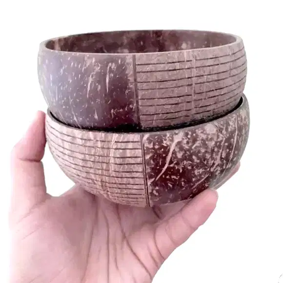 Jumbo Half Polished Natural Coconut Bowls 500ml - Eco Leaf Products