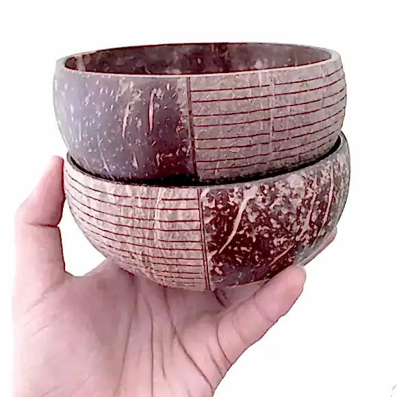 Jumbo Half Polished Natural Coconut Bowls 500ml - Eco Leaf Products