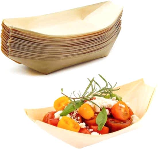 Canape Wooden Food Boats (Pack of 50) - Eco Leaf Products
