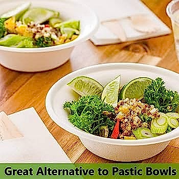 16oz (500ml) Compostable Large Round Bagasse Disposable Bowls - Eco Leaf Products