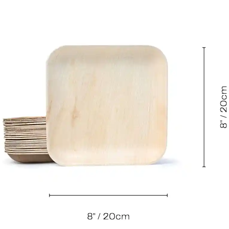 8" / 20 cm Square Palm Leaf Plate - Eco Leaf Products