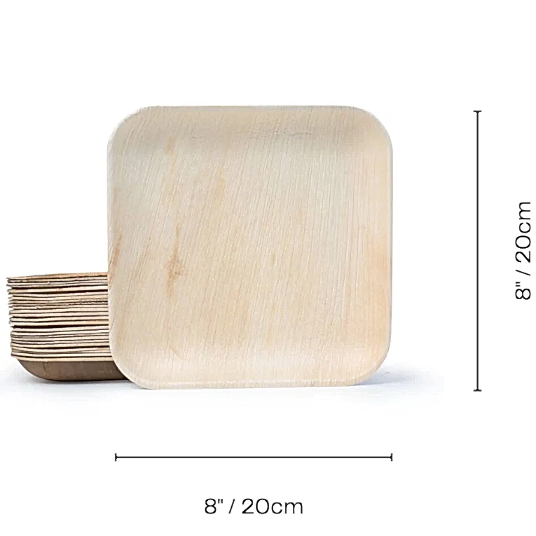 8" / 20 cm Square Palm Leaf Plate - Eco Leaf Products