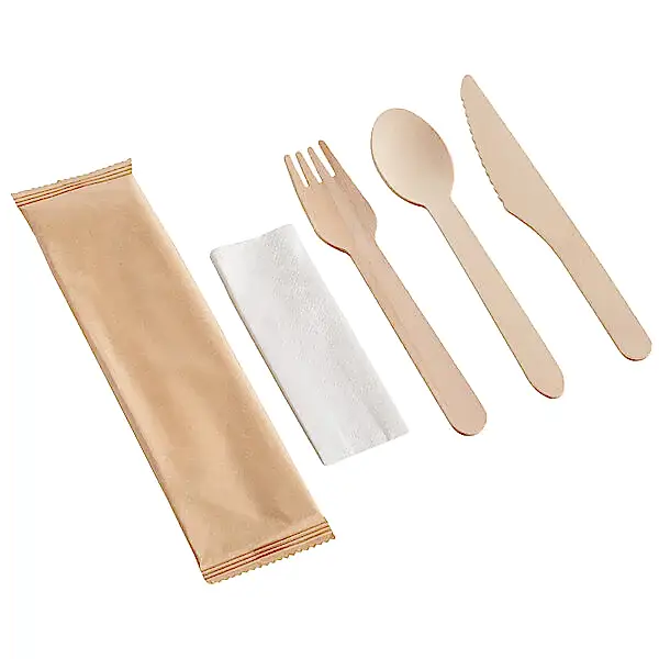 4 in 1 Wooden Disposable Cutlery Pack - Eco Leaf Products