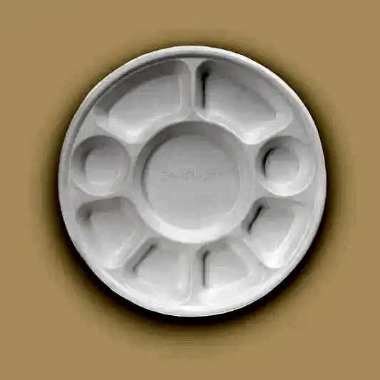 9 Compartment Thali Bagasse Plate - Extra Large 12" Disposable Plates - Eco Leaf Products