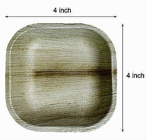 Small 4" (10cm) Square Palm Leaf Wooden Bamboo Sauce Dish - Eco Leaf Products