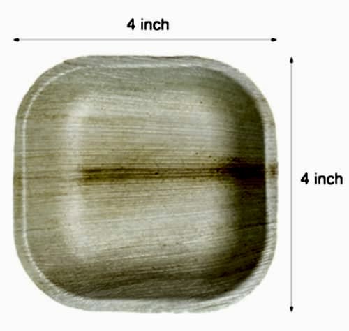 Small 4" (10cm) Square Palm Leaf Wooden Bamboo Sauce Dish - Eco Leaf Products