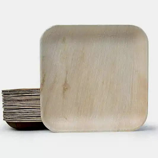 9" / 23cm Square Palm Leaf Disposable Bamboo Plates - Eco Leaf Products