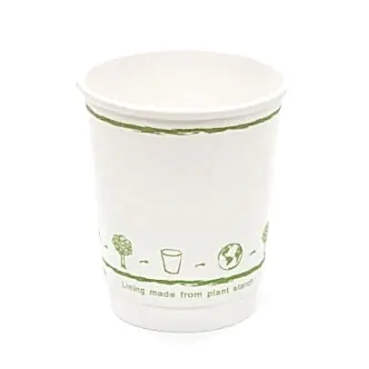 Compostable 8oz Medium Paper Cups - Disposable White Double Wall - Eco Leaf Products