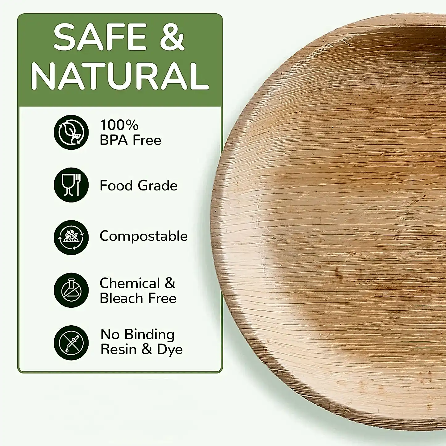 10" (25cm) Round Disposable Plates Palm Leaf Bamboo Plates