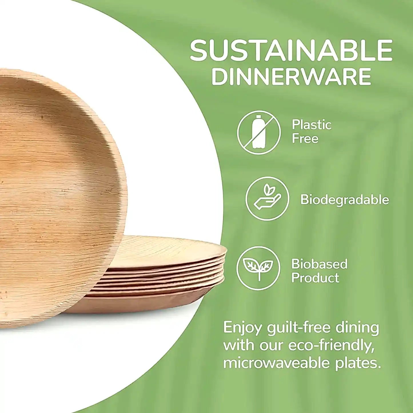 10" (25cm) Round Disposable Plates Palm Leaf Bamboo Plates