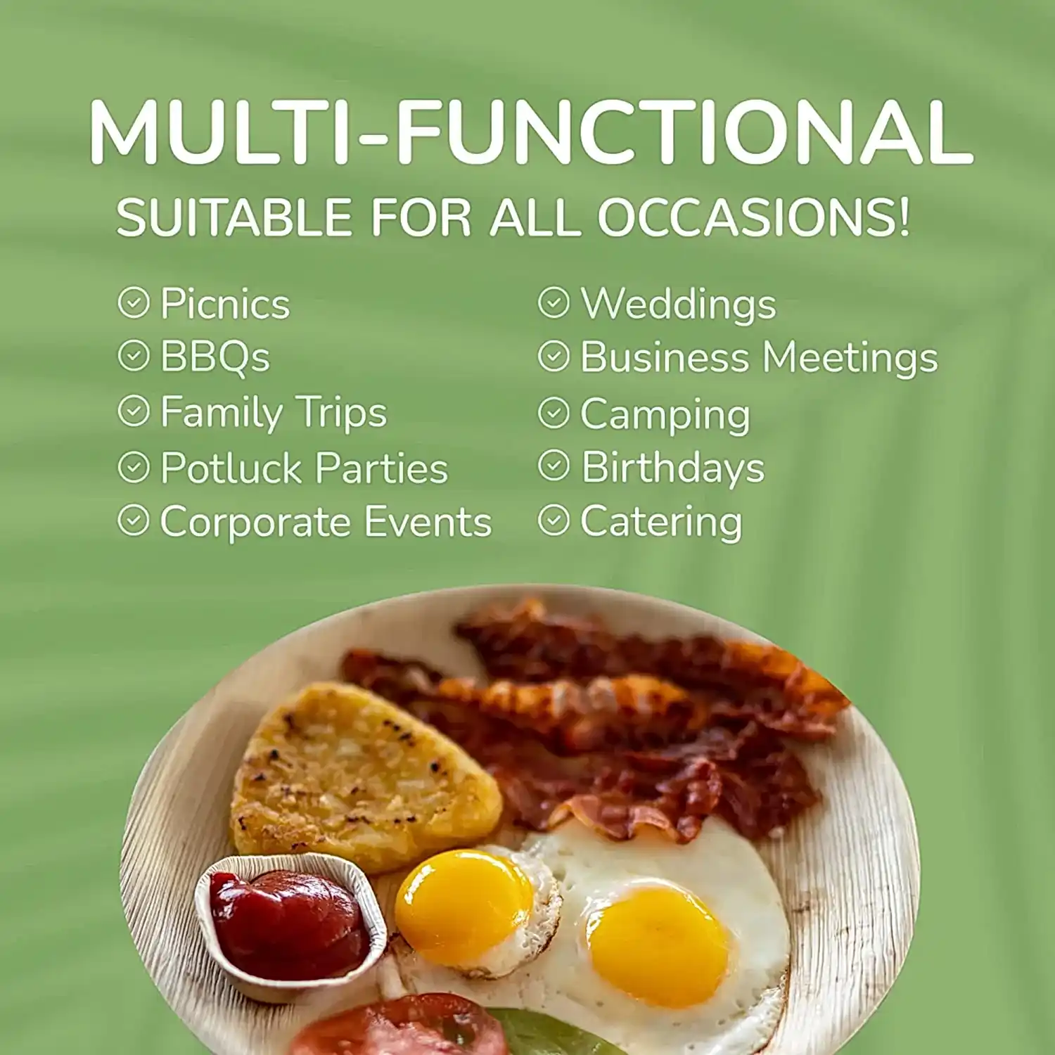 10" (25cm) Round Disposable Plates Palm Leaf Bamboo Plates