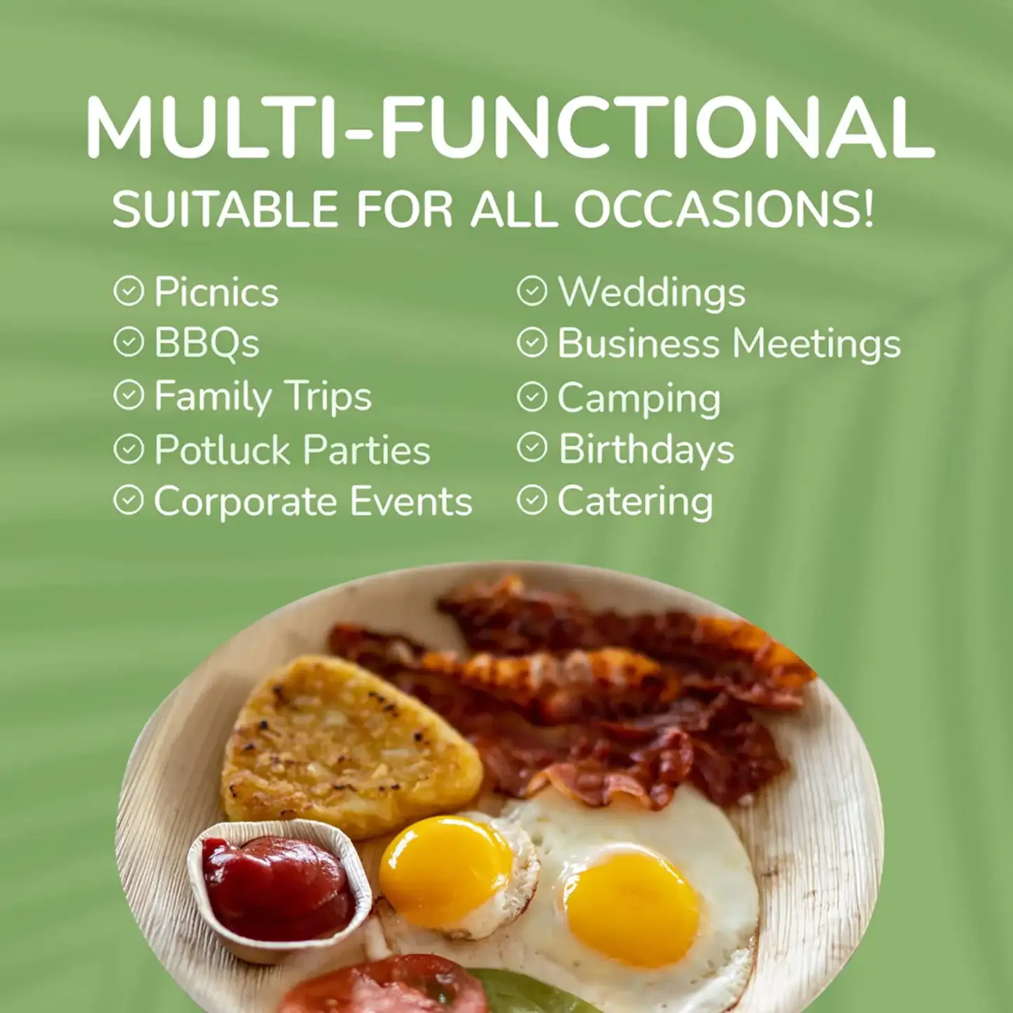 10" (25cm) Round Disposable Plates Palm Leaf Bamboo Plates