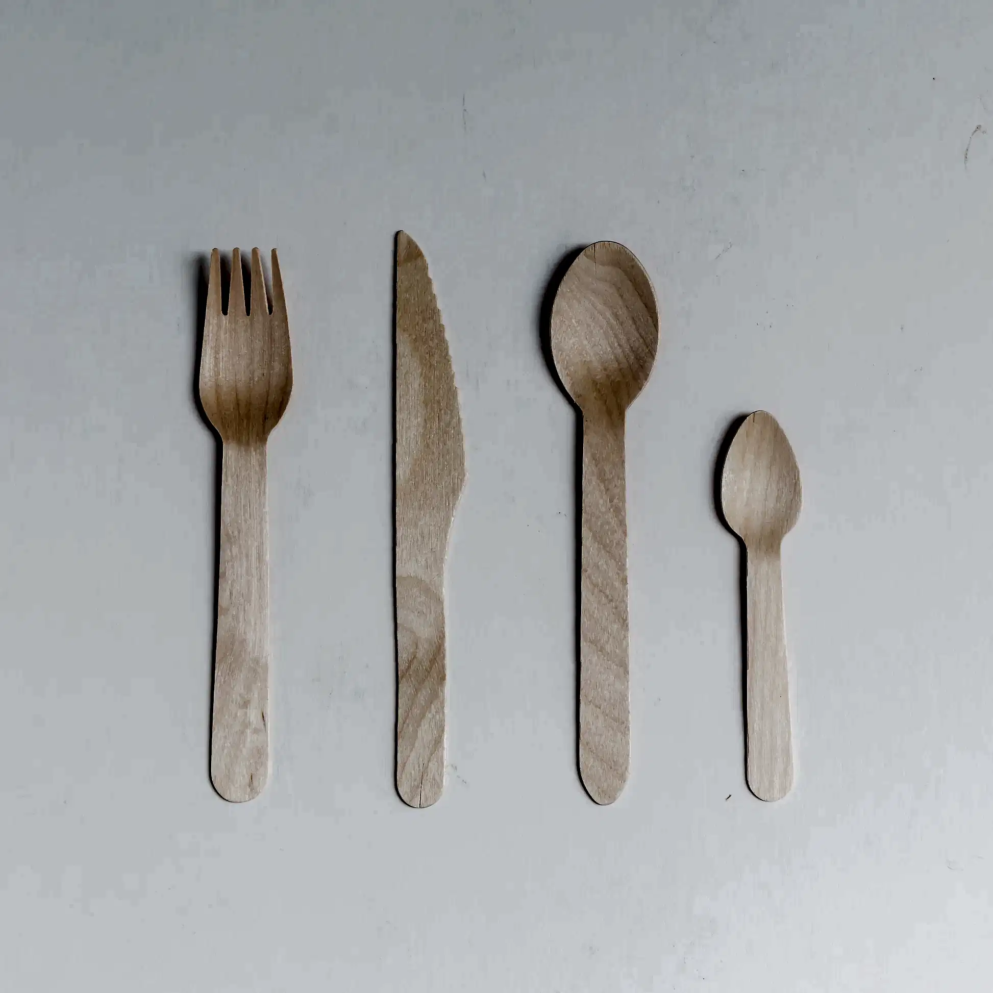 100 Piece Wooden Disposable Cutlery Set (25 x spoon, fork, knife, teaspoon) - Eco Leaf Products