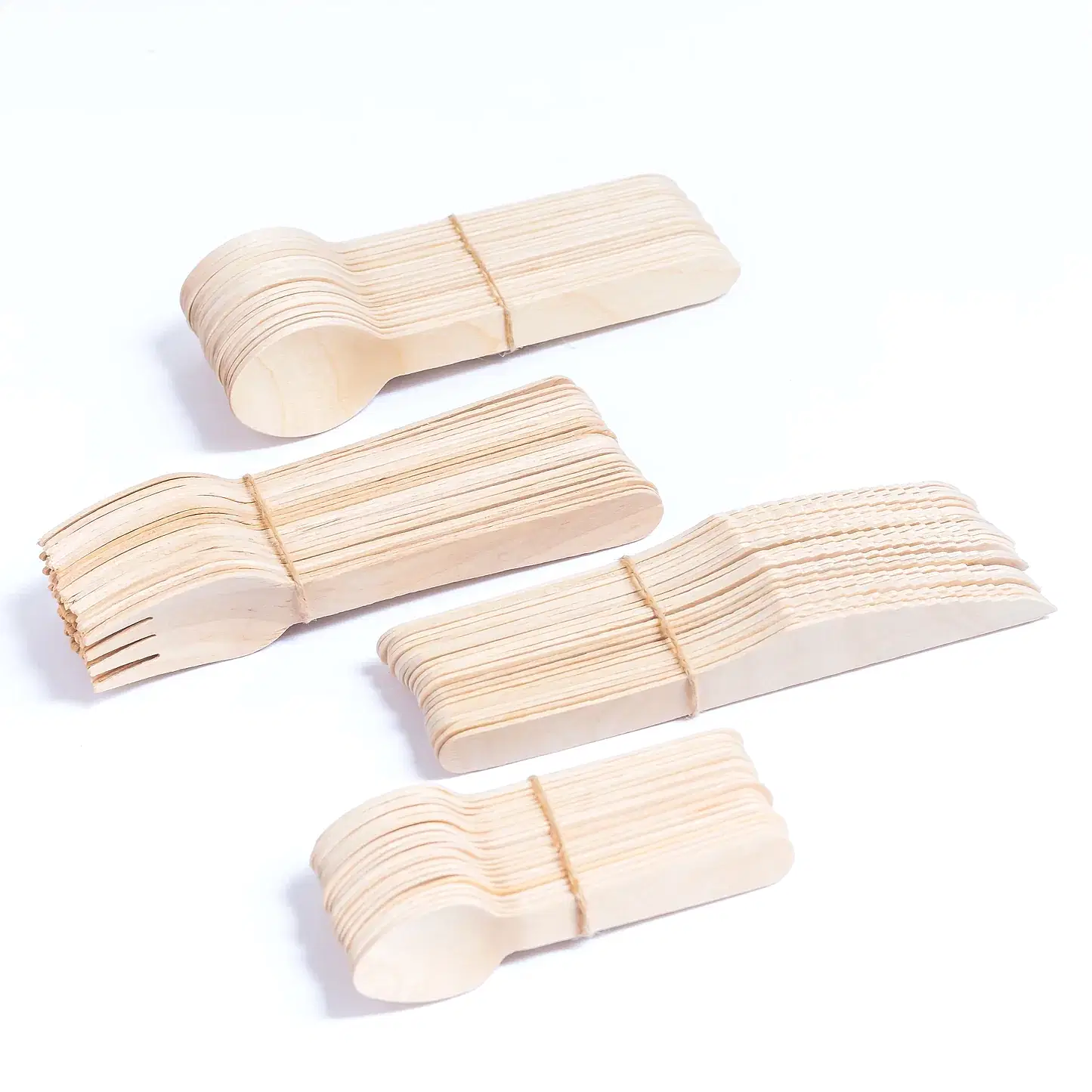 100 Piece Wooden Disposable Cutlery Set (25 x spoon, fork, knife, teaspoon) - Eco Leaf Products