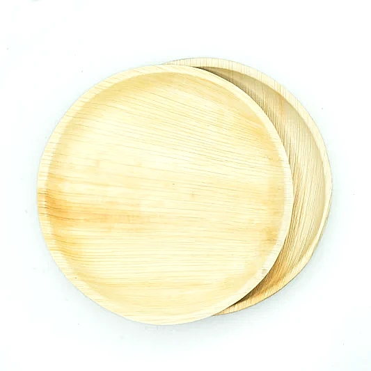 10" / 25 cm Shallow Round Palm Leaf Plates - Eco Leaf Products