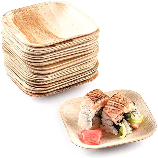 Sauce Dip 4" (10cm) Square Compostable Bamboo Plates - Eco Leaf Products