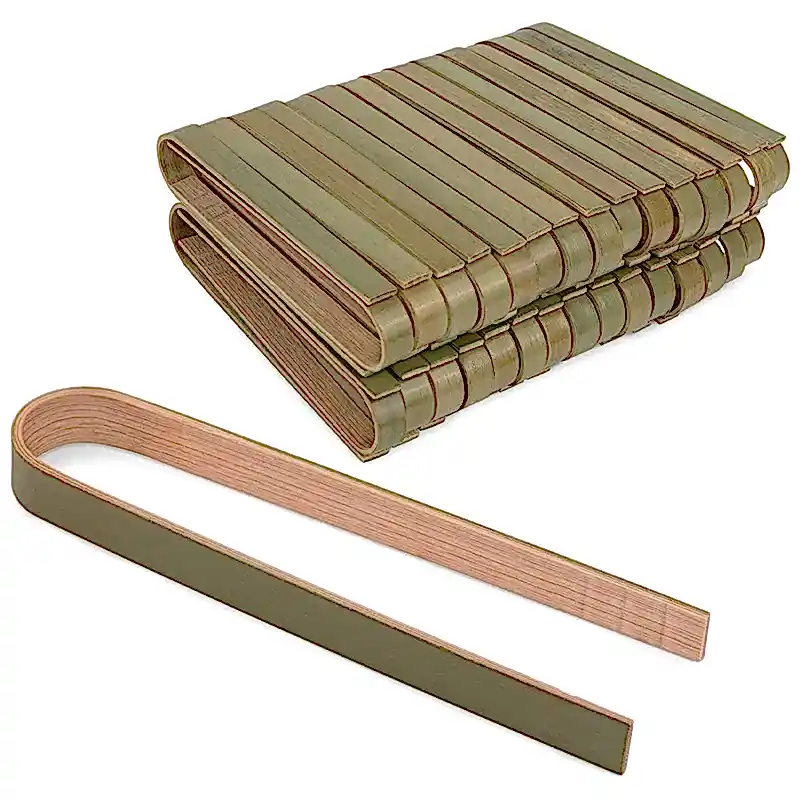 Bamboo Disposable Serving Tongs x 100 - Natural Wooden Compostable & Biodegradable - Eco Leaf Products