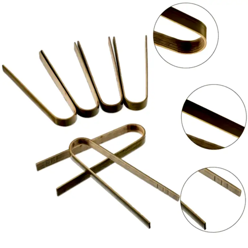 Bamboo Disposable Serving Tongs x 100 - Natural Wooden Compostable & Biodegradable - Eco Leaf Products