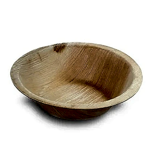 5" / 12.7 cm Round Compostable Palm Leaf Bowls - Eco Leaf Products