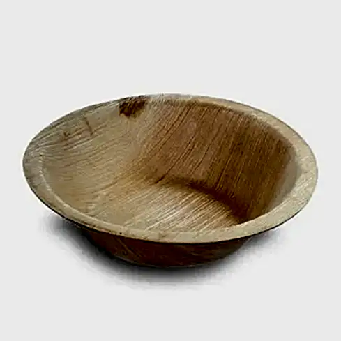 5" / 12.7 cm Round Compostable Palm Leaf Bowls - Eco Leaf Products