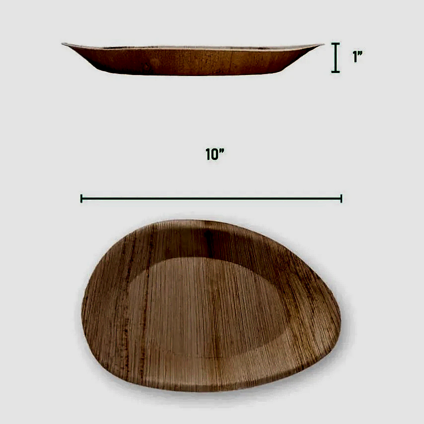 Large Oval Disposable Plate 10" x 6.5" Baboo Like Palm Leaf Plates - Eco Leaf Products